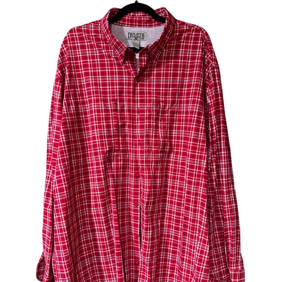 Duluth Trading Red / White Plaid Long Sleeve Button Down | 2XL Tall - Picture 1 of 3